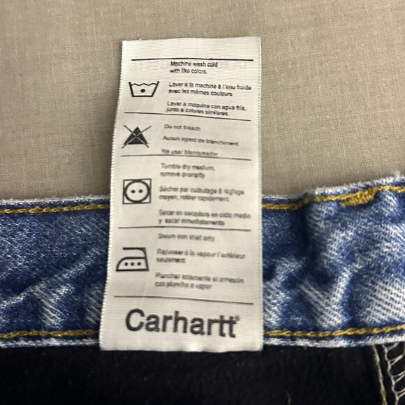 Carhartt Men 40x30 Blue Denim Jean Pant Insulated Fleece Lined Winter Outerwear - Picture 9 of 16